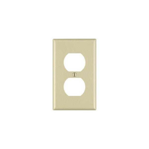 Leviton 86003 Receptacle Wallplate, 4-1/2 in L, 2-3/4 in W, 1 -Gang, Thermoset Plastic, Ivory, Smooth