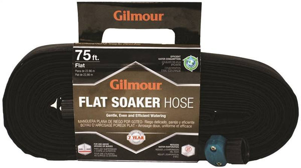 GILMOUR MFG 870751-1001 Soaker Hose with Cloth Cover, 75 ft L, Vinyl, Black
