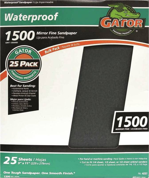 Gator 3287 Sanding Sheet, 11 in L, 9 in W, 1500 Grit, Silicone Carbide Abrasive