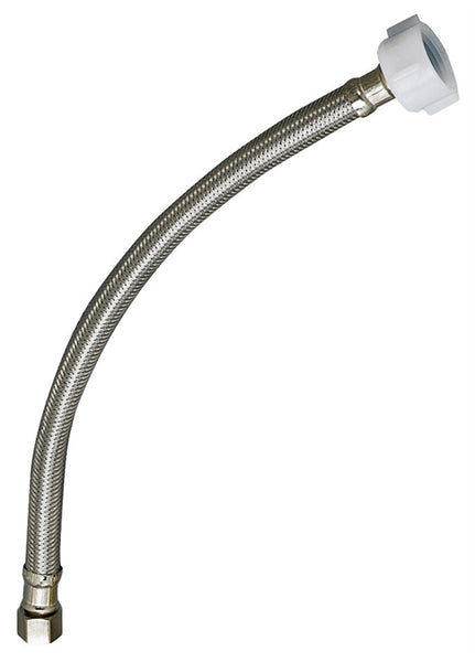 Plumb Pak EZ Series PP23838 Toilet Supply Tube, 1/2 in Inlet, FIP Inlet, 7/8 in Outlet, Ballcock Outlet, 20 in L