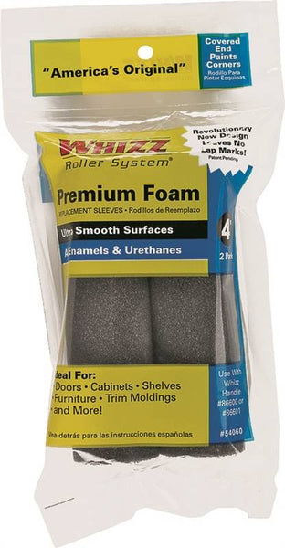 WHIZZ 54060 Paint Roller Cover, 1/4 in Thick Nap, 4 in L, Foam Cover, Black