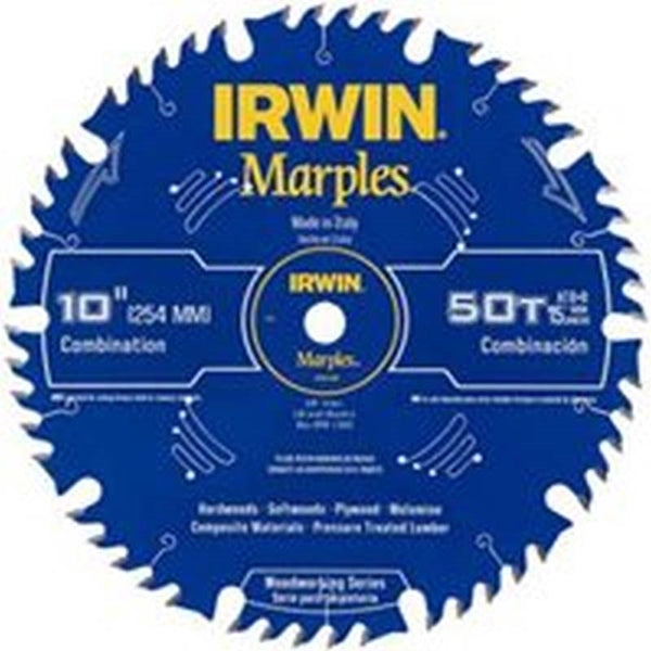 IRWIN 1807368 Circular Saw Blade, 10 in Dia, 5/8 in Arbor, 50-Teeth, Carbide Cutting Edge