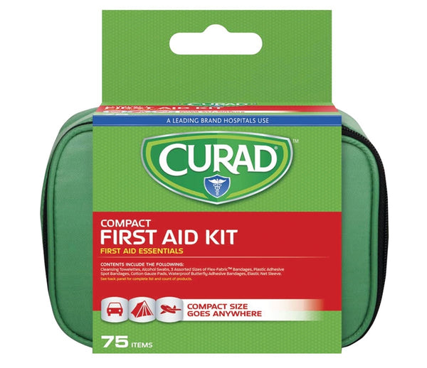 CURAD CURFAK200RB Compact Latex-Free First Aid Kit, 75-Piece