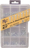 MIDWEST FASTENER 14998 Screw Kit, Sheet Metal/Wood, 221-Piece