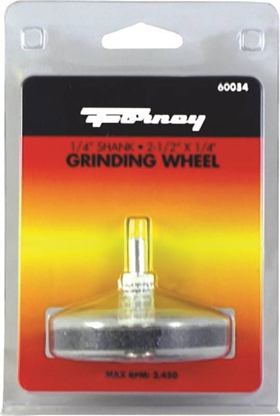 Forney 60054 Grinding Wheel, 1/4 x 2-1/2 in Dia, 1/4 in Arbor/Shank, 60 Grit, Aluminum Oxide Abrasive