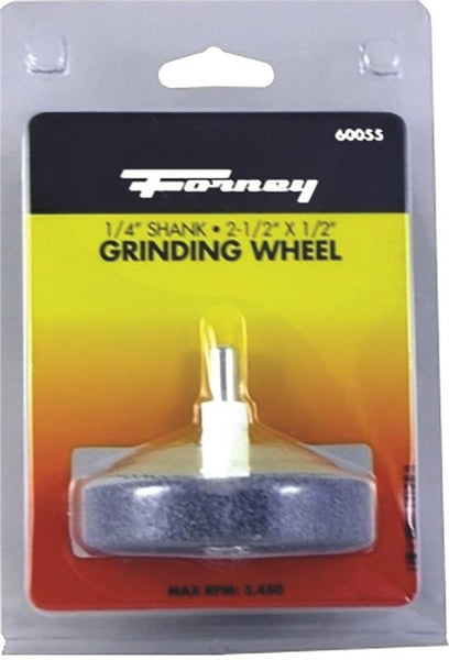 Forney 60055 Grinding Wheel, 1/2 x 2-1/2 in Dia, 1/4 in Arbor/Shank, 60 Grit, Coarse, Aluminum Oxide Abrasive