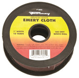 Forney 71805 Bench Roll, 1 in W, 10 yd L, 180 Grit, Premium, Aluminum Oxide Abrasive, Emery Cloth Backing