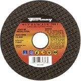 Forney 71847 Cut-Off Wheel, 4-1/2 in Dia, 1/16 in Thick, 7/8 in Arbor, 46 Grit, Medium, Aluminum Oxide Abrasive