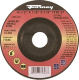 Forney 71848 Cut-Off Wheel, 4-1/2 in Dia, 1/8 in Thick, 7/8 in Arbor, 24 Grit, Coarse, Aluminum Oxide Abrasive