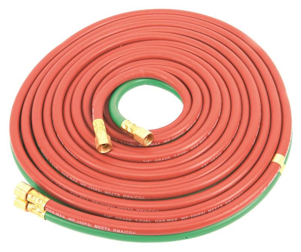 Forney 86164 Welder Torch Hose, 1/4 in ID, 25 ft L, 9/16-18 Thread, Rubber, Green/Red