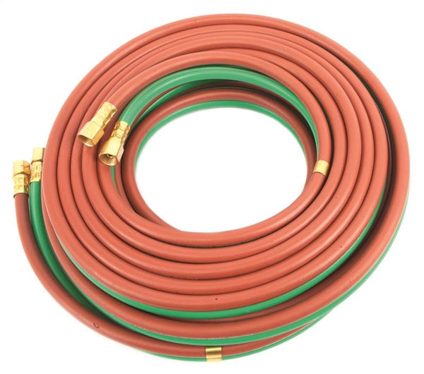Forney 86165 Welder Torch Hose, 1/4 in ID, 50 ft L, 9/16-18 Thread, Rubber, Green/Red