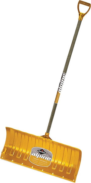 GARANT APP26KDRU Snow Pusher, 26 in W Blade, Poly Blade, Wood Handle, D-Shaped Handle, 46-1/4 in L Handle, Yellow