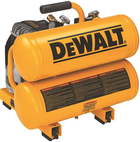 DeWALT D55153 Electric Hand Carry Air Compressor, Tool Only, 4 gal Tank, 1.1 hp, 120 VAC, 125 psi Pressure, 1 -Stage