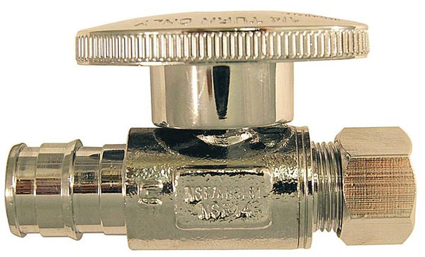 Apollo Valves EPXVS1238C Straight Stop Valve, 1/2 x 3/8 in Connection, PEX x Compression, 200 psi Pressure, Brass Body