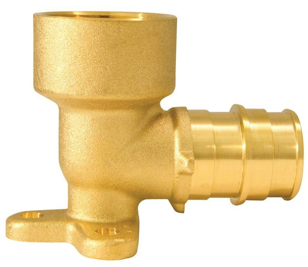 Apollo Valves ExpansionPEX Series EPXDEE34 Drop Ear Pipe Elbow, 3/4 in, Barb x FNPT, 90 deg Angle, Brass