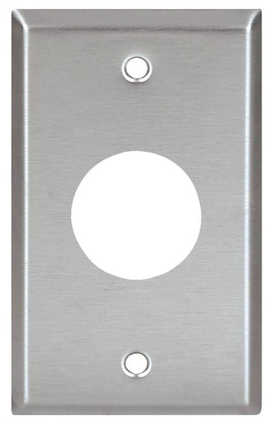 Eaton Wiring Devices 93091-BOX Single Receptacle Wallplate, 4-1/2 in L, 2-3/4 in W, 1 -Gang, 302/304 Stainless Steel