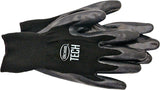 BOSS TECH 7820L Gloves, L, Knit Wrist Cuff, Foam-Nitrile Coating, Nylon Glove, Black