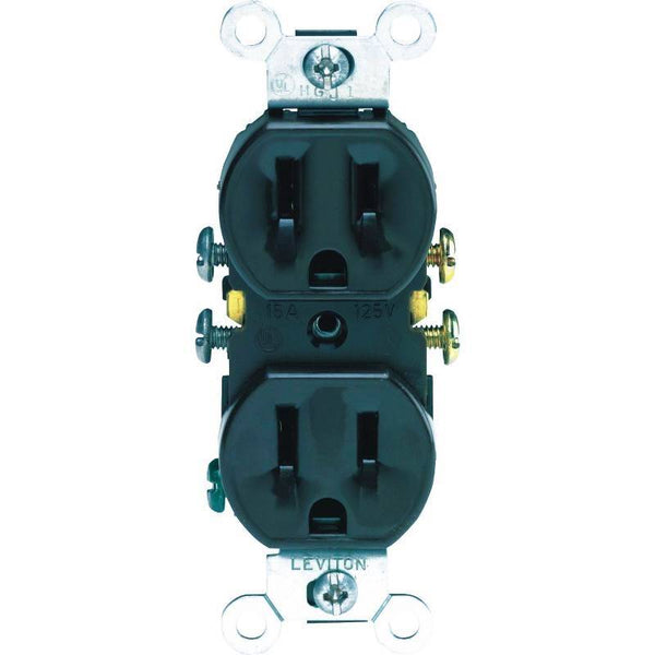 Leviton 302-05320-0CP Duplex Receptacle, 2 -Pole, 15 A, 125 V, Push-In, Side Wiring, NEMA: 5-15R, Brown