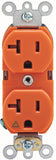 Leviton 285-05362-0IG Duplex Receptacle, 2 -Pole, 20 A, 125 V, Back, Side Wiring, NEMA: 5-20R, Orange