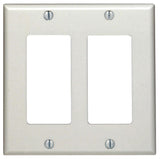 Leviton 80409-NW Wallplate, 4-1/2 in L, 4.56 in W, 2 -Gang, Nylon, White