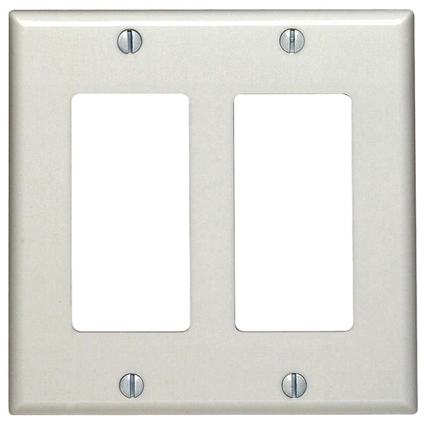 Leviton 80409-NW Wallplate, 4-1/2 in L, 4.56 in W, 2 -Gang, Nylon, White