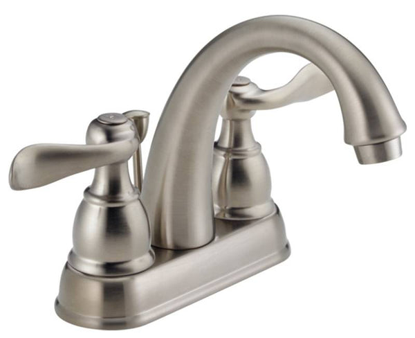 DELTA Windemere Series 25896LF-BN Bathroom Faucet, 1.2 gpm, 2-Faucet Handle, Brushed Nickel, Lever Handle