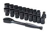 Crescent CX6PT20 Socket Set, Black, Specifications: 3/8 in Drive Size