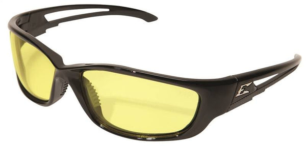Edge SK-XL112 Safety Glasses, Polycarbonate Lens, Wide Wraparound Frame, Nylon Frame, Black Frame
