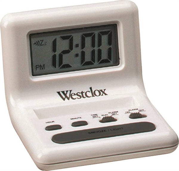 Westclox 47539A Alarm Clock, AAA Battery, LCD Display, White Case