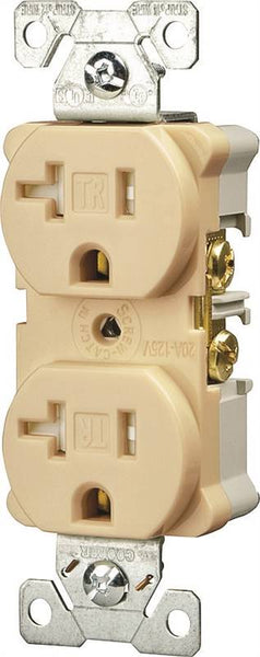 Eaton Wiring Devices TRBR20V-BXSP Duplex Receptacle, 2 -Pole, 20 A, 125 V, Back, Side Wiring, NEMA: 5-20R, Ivory