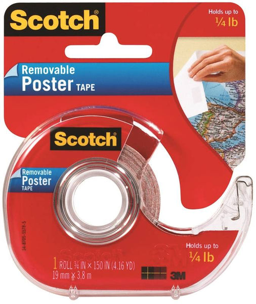 Scotch 109 Poster Tape, 150 in L, 3/4 in W, Clear