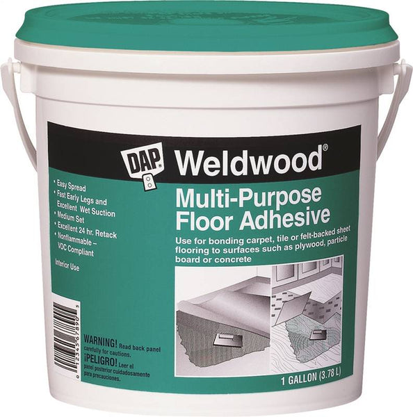 WELDWOOD 00142 Floor Adhesive, Paste, Slight, Off-White, 1 gal Pail