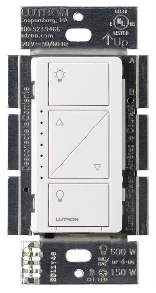 Lutron Caseta PD-6WCL-WH-R Smart Lighting Dimmer, 1 -Pole, 120 V, 434 MHz, White