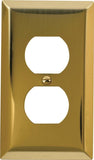 Amerelle 163DBR Receptacle Wallplate, 4-5/16 in L, 2-7/8 in W, 1 -Gang, Steel, Polished Brass