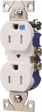 Eaton Wiring Devices TWR270W Duplex Receptacle, 2 -Pole, 15 A, 125 V, Push-in, Side Wiring, NEMA: 5-15R, White