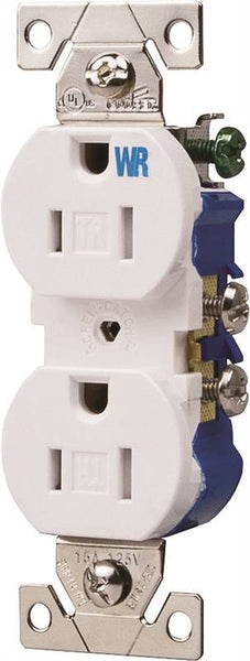 Eaton Wiring Devices TWR270W Duplex Receptacle, 2 -Pole, 15 A, 125 V, Push-in, Side Wiring, NEMA: 5-15R, White