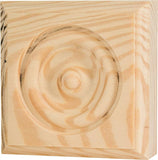 Waddell RTB35 Trim Block, 3-3/4 in H, 3-3/4 in W, Rosette Pattern, Pine Wood