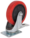 ProSource JC-388-G Swivel Caster with Brake, 5 in Dia Wheel, 30 mm W Wheel, PU Wheel, Red, 275 lb