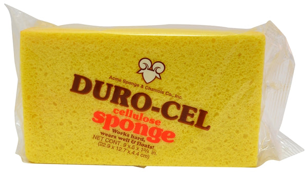 Duro-Cel 03140 Sponge, 8 in L, 5 in W, 1-1/2 in Thick, Cellulose, Yellow