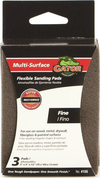 Gator 4155 Sanding Pad, 4 in L, 3 in W, 150 Grit, Fine, Aluminum Oxide Abrasive