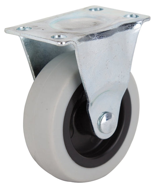 ProSource JC-N02-G Rigid Caster, 3 in Dia Wheel, 24 mm W Wheel, Thermoplastic Rubber Wheel, Gray, 130 lb