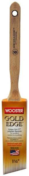 WOOSTER 5236-1-1/2 Paint Brush, 1-1/2 in W, 2-7/16 in L Bristle, Polyester Bristle, Semi-Oval Angle Sash Handle