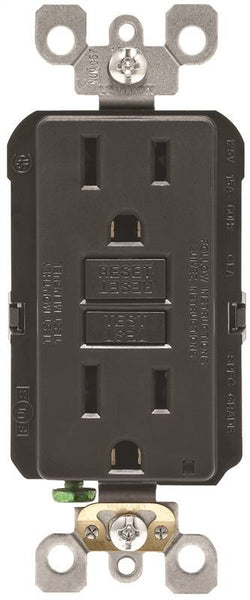 Leviton R04-GFNT1-0KE GFCI Duplex Receptacle, 2 -Pole, 15 A, 125 V, Back, Side Wiring, NEMA: 5-15R, Black