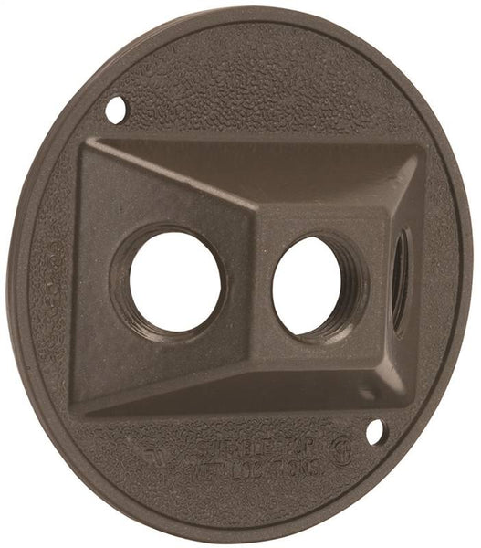 HUBBELL 5197-2 Cluster Cover, 4-1/8 in Dia, 4-1/8 in W, Round, Metal, Bronze, Powder-Coated