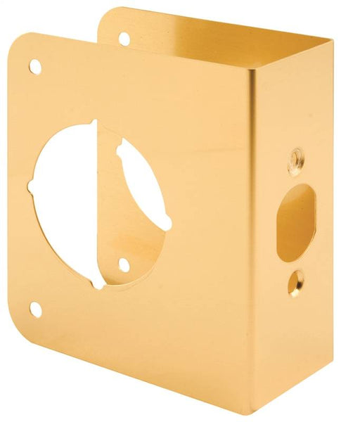 Prime-Line U 9558 Lock and Door Reinforcer, 2-3/4 in Backset, 1-3/4 in Thick Door, Brass, Brass, 4-1/2 in H, 4-5/16 in W