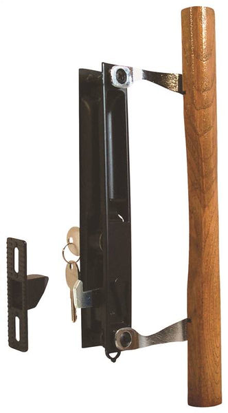Prime-Line C 1032 Handle Set, Alike Key, Aluminum, Wood, 1 to 1-1/4 in Thick Door