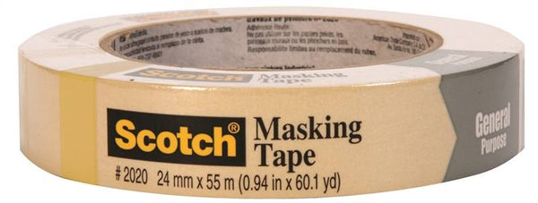 Scotch 2020-24U-F Masking Tape, 55 m L, 24 mm W, Tan