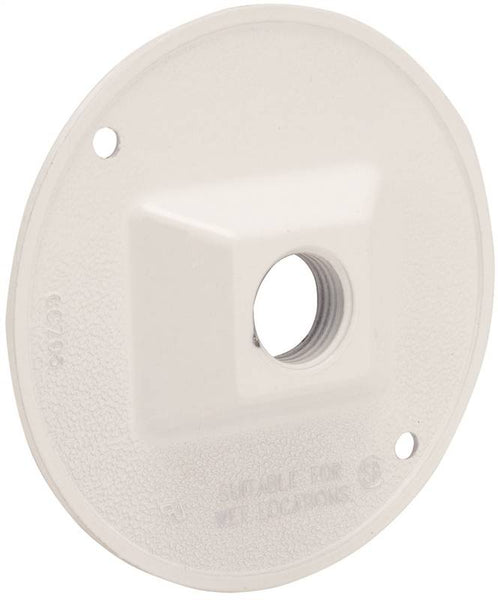 HUBBELL 5193-1 Combination Cover, 4-1/8 in Dia, 1.094 in L, 4-1/8 in W, Round, Metal, Gray, Powder-Coated
