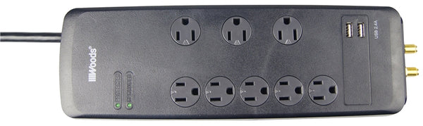 Woods 41629 Surge Protector Strip, 120 V, 15 A, 8 -Outlet, 3540 J Energy