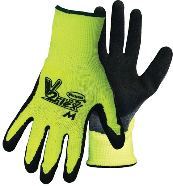 BOSS V2 FLEXI-GRIP 8412-L High-Visibility Coated Gloves, Men's, L, Knit Cuff, Latex Coating, Polyester Glove